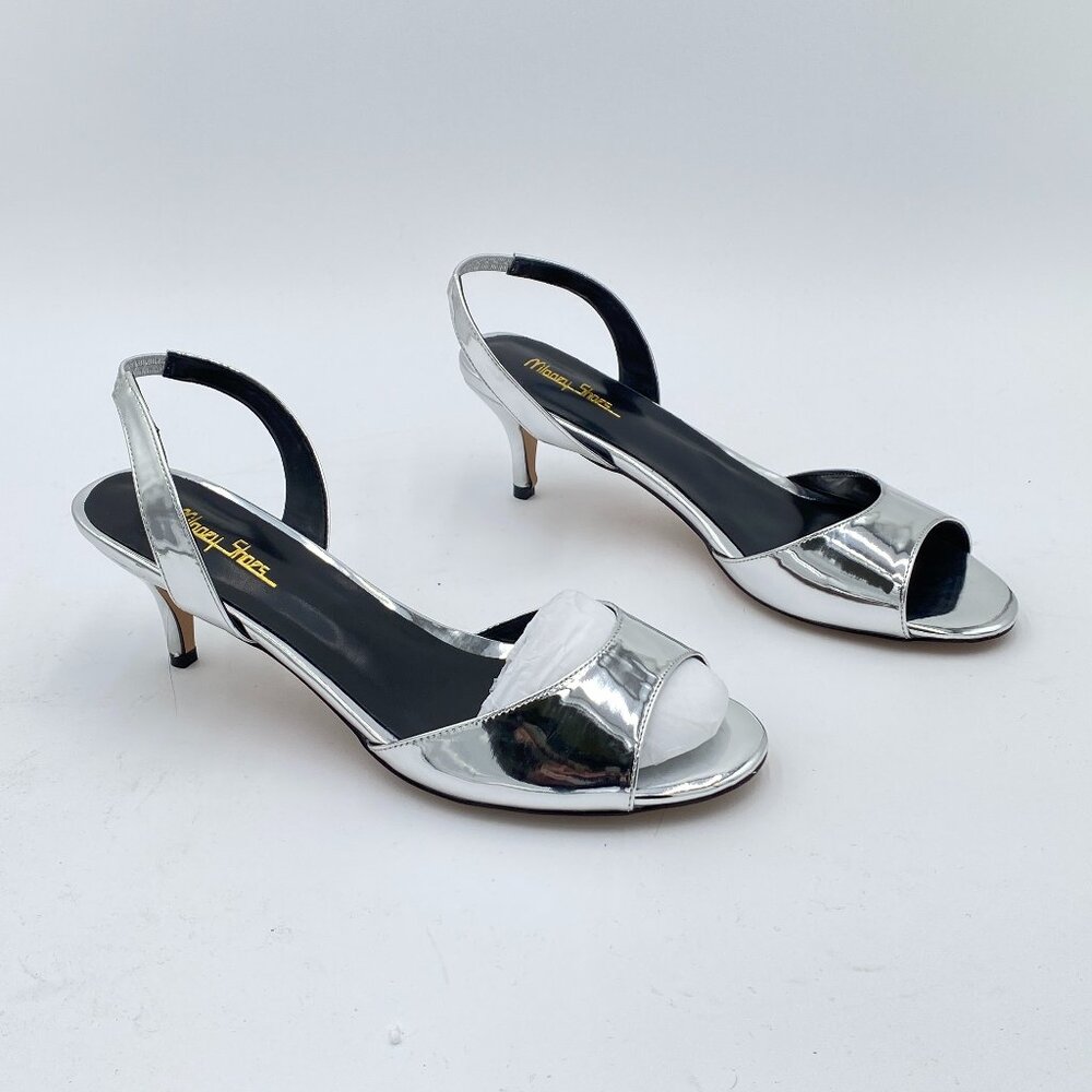 Milooey Comfy Slingback Kitten Low Heels Elegant Peep Toe Single Strap Sandals